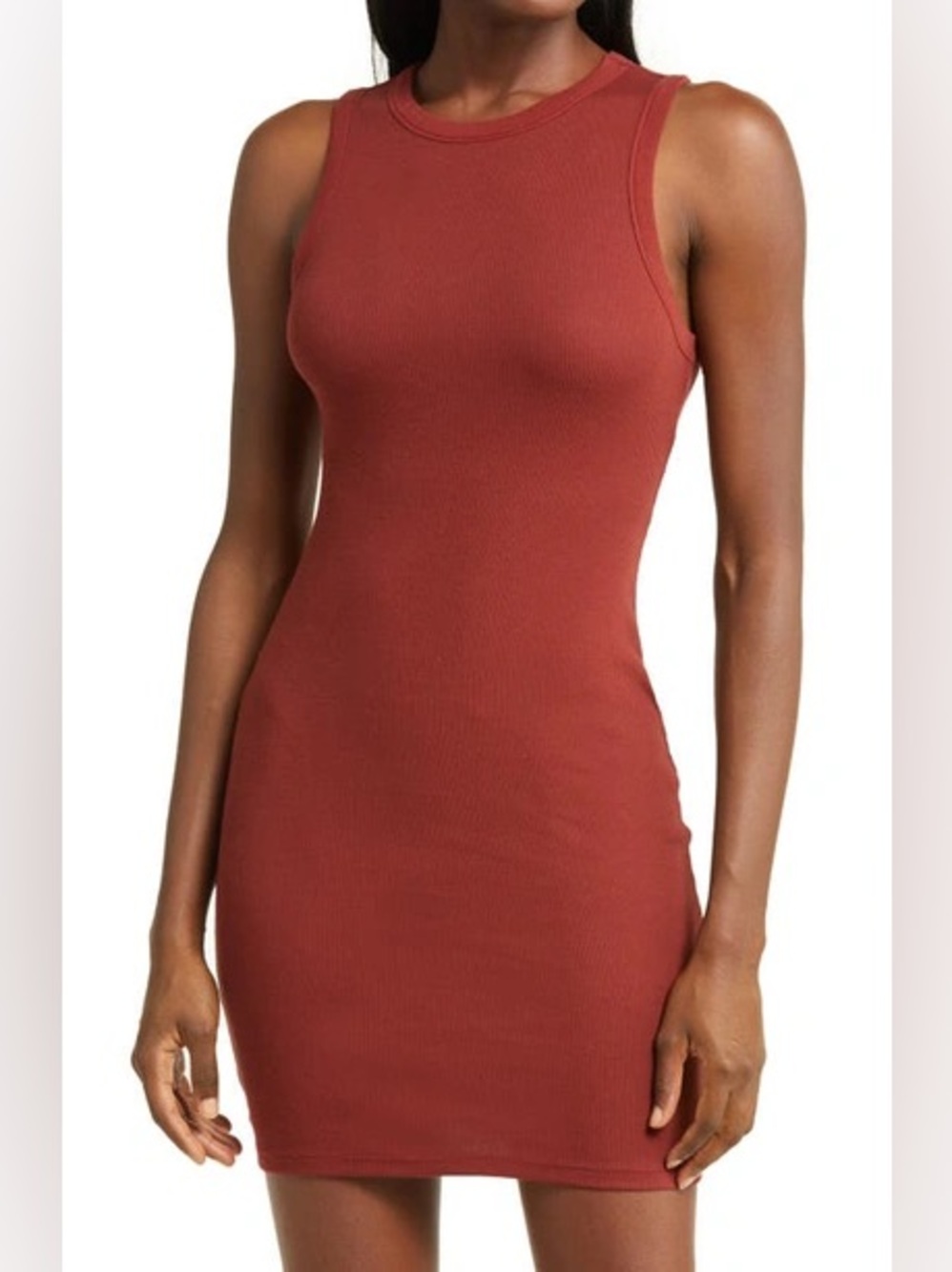SKIMS Rib Tank Dress ‘Brick’ red
